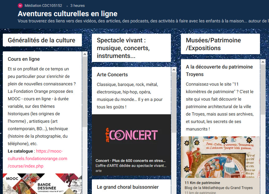 Aventures culturelles en ligne